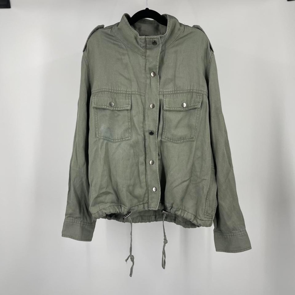Rails Linen Blend Utility Jacket S Green Military Gorpcore Zip Up Granola Boho